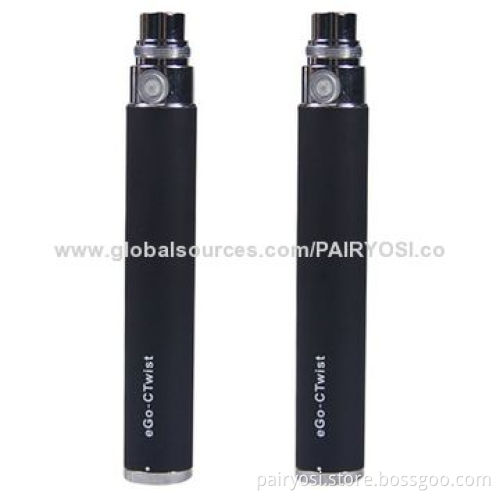 eGo-C twist battery, 3.2V - 4.8V variable voltages with short circuit protection, one year warranty